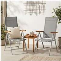 TLGREEN Gartenstuhl Hochlehner, 2/4er Set Balkonstuhl,Klappstuhl,Campingstühle (2 St), klappbar, 7-Fach verstellbare, wetterfest, aus Aluminium, Bis 120kg