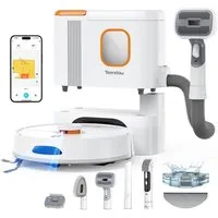 Teendow Saugroboter D20S MAX Saugroboter mit Wischfunktion Selbstreinigung für Tierhaare, 850 W, mit Beutel, Mit Haarschneidemaschine für die Haustierpflege,70 Tage,240min,3L