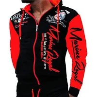 Jaylvis Collegejacke Herren Sweatjacke Sportjacke Joggingjacke mit lässiger Kapuze Marine Royal