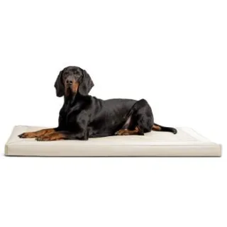 Tierlando CARLOS Velours-Kunstleder Hundematratze creme 1,5 m, 6 cm, 1 m