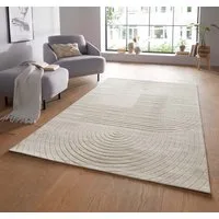 TaraCarpet Teppich TaraCarpet Zen Modern fürs Wohnzimmer Schlafzimmer und Outdoorteppich, rechteckig, Höhe: 5 mm, In&Outdoor Teppich hoch-tief 3D creme Wohnzimmer Schlafzimmer 80x150