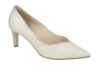 H?gl 6748 TIARA Damenschuhe Pumps platin-glitzer Braunsohle 6cm Absatz