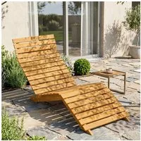 Outsunny Gartenliege für Poolbereich, Balkon, bis 120 kg belastbar, Liegestuhl, 1 St., Sonnenliege, Massivholz, Teak 66L x 170B x 77H cm