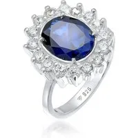Elli Fingerring Zirkonia Synthetischer Saphir Blau 925 Sterling Silber, Cocktailring