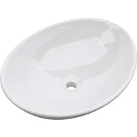 Mai & Mai Aufsatzwaschbecken Waschschale aus Keramik Oval 41x33,1x14 cm Br205, Abfluss nach Din-Norm
