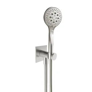 Herzbach Design iX Wannenset 17.914600.2.09 1250 mm, 70x70mm, mit Brauseanschlussbogen, Handbrause, Edelstahl gebürstet