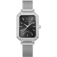 S&T Design Quarzuhr Damen Uhr Diamant Mesh Armbanduhr Edelstahl Damenuhr Rechteckig Frauen S/T FEMME, (Packung, 1-tlg., Mit Mesh Armband und Armbandkürzer), 5 ATM Wasserdicht Japanisches Uhrwerk Rechteckig Mesh Armband