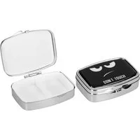 kwmobile Pillendose Edelstahl Tablettenbox mit 2 Fächern 5,5 x 4 x 1,5cm (2 St), Pillendose Tablettendose Tragbare Pillenbox Metall Medikamentenbox