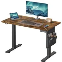 SONGMICS Schreibtisch Höhenverstellbarer elektrisch, 100/120/140/160/180 cm, USB-C-Anschluss, Memory-Funktion für 4 Höhen, mit Stoff-Organizer