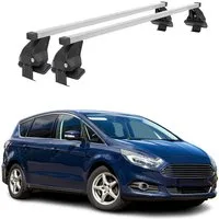 OMAC Dachträger Menabo Stahl Gepäckträger für Ford S-Max 2015-2018 Stahl Silber 2tlg (2-St), Wasserbeständig,Abnehmbar,Multifunktional,Leichtgewichtig