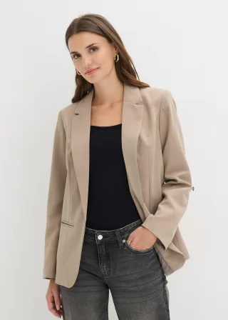 bonprix Oversize Blazer, braun, Gr.36, Klassicher Stretch-Blazer mit Innenfutter, Ärmel mit Turn-Up-Funktion