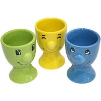 emeco Eierbecher 6 er Set Eierbecher aus Keramik mit Gesichtern Bunt Eierhalter Eier Be, (6-tlg)