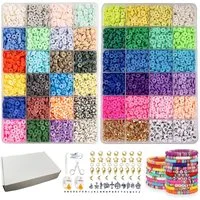 SURFOU Kreativset 12000 Stück 6mm Polymer Clay für Armbänder Ringe Ketten DIY, (Bastel Sets, Bastelset Weihnachten Kinder, Bastelset Weihnachten, Basteln Weihnachten, Armbänder selber machen, Perlen zum Auffädeln, DIY Set Erwachsene, Basteln Erwachse
