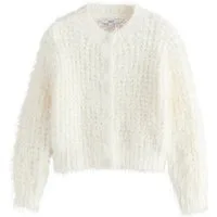 Next Strickjacke Strickjacke mit Rundhals und flauschiger Struktur (1-tlg)