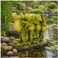 Online-Fuchs Gartenfigur lustige Frosch Polonaise für außen - Teichdeko Figuren - wetterfest, mit glänzendem Glossy-Look - 21 oder 33 cm lang