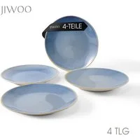JIWOO Teller 4er Ø27,7cm, Speiseteller Steakteller Pastateller Dessertteller, (4 St), Keramik Hochwertiges Tellerset Blau Mikrowellenofen Spülmaschine