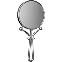Calmwaters Kosmetikspiegel Handspiegel, Chrom, 5/1-fach Vergrößerung, rund, Ø127 mm, zweiseitige Spiegelfläche