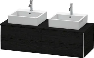 Duravit XSquare Konsolenwaschtischunterbau wandhängend Eiche Schwarz Matt 1400x548x400 mm - XS4916B1 XS4916B1616