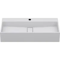 doporro Waschbecken Aufsatzwaschbecken Waschtisch aus Mineral verdecktem Ablauf C6028, antibakteriell und leicht zu reinigen, umweltfreundliches Material