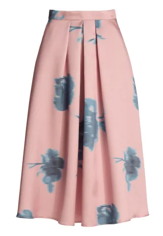 SWING - Faltenrock aus bedrucktem Twill vintage pink/ice blue - Gr. - 38