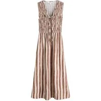 Next Maxikleid Gerafftes Maxikleid mit V-Ausschnitt (1-tlg)