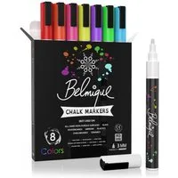 Belmique Malkreide Kreidemarker - Kreidestifte 3MM Bunt, (8-tlg), Ideal als Kreidestifte, Folienstifte, Tafelstift, Glasmarker