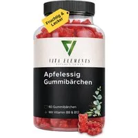 Vita Elements Apfelessig Gummibärchen, 60 St., Vegan ohne Gentechnik und Laborgeprüft in Deutschland Gummies