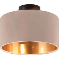 TRIO Leuchten LED Deckenleuchte, Dimmfunktion, LED wechselbar, Warmweiß, kleine Designklassiker mit Samt Lampenschirm Beige für Decke, Ø 30cm