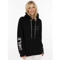 Zwillingsherz Hoodie "SMILE & LAUGH" Print am Arm und Brust, Kapuze mit bedruckter Kordel, Kängurutasche