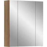 Home affaire Badezimmerspiegelschrank Malmö, Breite 60 cm, 3 Spiegeltüren, 9 Fächer, 6 Einlegeböden (1-St) Florenz, Spiegelschrank 3-Türig, Artisan Oak NB, 9 Fächer