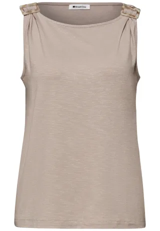 Street One - Top mit Rundhals und Schulterdetail clay sand - Gr. - 42