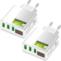 EAXUS 3A USB Netzteil mit Schnellladefunktion und Display USB-Ladegerät (3000,00 mA, 2-tlg., Zeigt Ladegeschwindigkeit an, 3 USB Ports für gleichzeitiges Laden)
