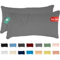livessa Kissenbezug 2er Set Kissenbezug Kissenhülle Baumwolle Jersey Reißverschluss weich, %100 Baumwolle Jersey Stoff 140 g/m², Ultra Weich und Atmungsaktiv