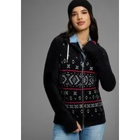 KangaROOS Fleecejacke mit Norweger Muster und Kapuze