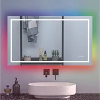 Aica Sanitär Badspiegel Led Badezimmerspiegel mit RGB Beschlagfrei dimmbar
