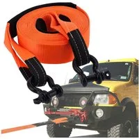 HEYHIPPO Abschleppseil Notfall-Autoabschleppseil 5 m, 5 t, D-Schäkel, Handschuhe und Tasche (Set, Polyester-Abschleppseil,reißfest, einfach zu bedienen und zu verstauen), Schweres Abschleppseil, orange Notfall-Abschleppband, 12 t Zugkraft
