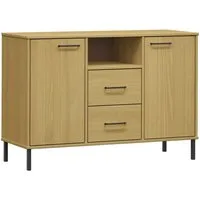vidaXL Sideboard Sideboard OSLO mit Metallbeinen Braun 113x40x77 cm Massivholz (1 St)