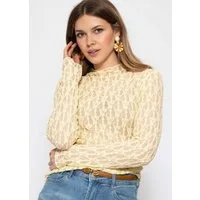 SASSYCLASSY Langarmshirt Langarm Spitzenshirt für Damen Figurbetontes Shirt aus transparenter Spitze mit floralem Muster