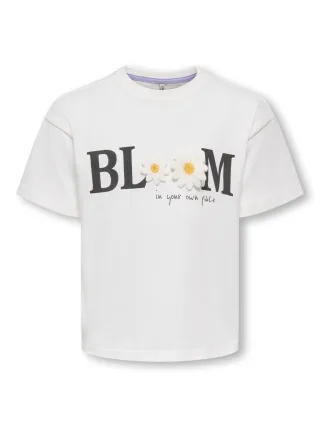 KIDS ONLY - KMGPETAL SS LOOSE PRINTED TEE JRS Cloud Dancer - Gr. - 92