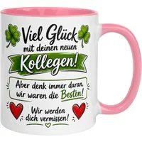 Momentals Tasse Abschied – „Viel Glück mit deinen neuen Kollegen“ – Abschiedsgeschenk, Gratis Versand · Links-&Rechtshänder · Spülmaschinenfest