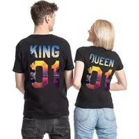 Couples Shop T-Shirt KING & QUEEN T-Shirt für Paare mit modischem Print