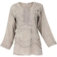 Guru-Shop Longbluse Bestickte indische Hippie Langarm Tunika,.. alternative Bekleidung