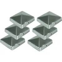 BURI Pfostenkappe 6x Edelstahl Pfostenkappe Pyramide 91x91mm Zaunkappe Zierkappe Pfahl H