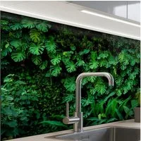 KitchenYeah Küchenrückwand Muster selbstklebend (keine Folie) Natur - Wald - Grün - Monstera, (1-tlg), Spritzschutz, Küche, Rückwand, Küchenwand, Küchenfront, 30x20 cm