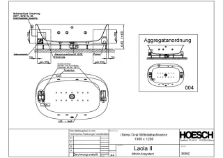 Hoesch Monolith Einbau Whirlwanne iSensi Oval 1900x1200 mit Laola II Weiss/Chrom/Motor rechts/links 3839Z.010305004