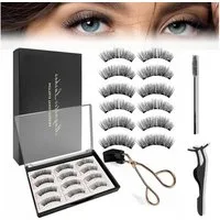 MOPUEA Magnetwimpern Magnetische Wimpern 12 Stück, 3D Magnet Fake Lashes, Wasserdichtem Dünne Wimpern,Magnetic Eyelashes Set Mit Zange, 15 tlg., Magnetische Wimpern 3 Paar,Einfach zu Tragen