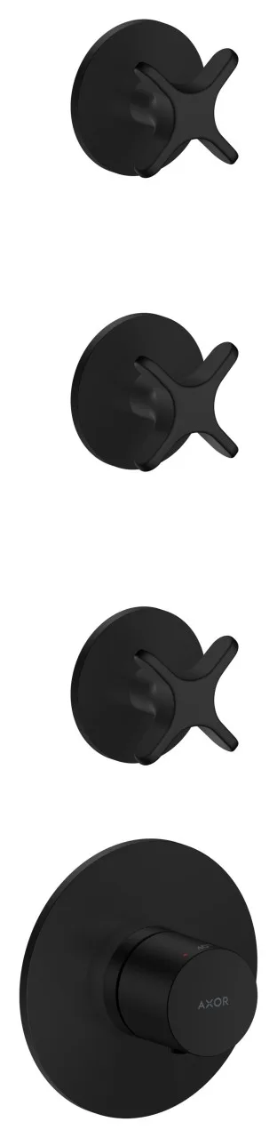 Hansgrohe Thermostatmodul Unterputz AXOR One für 3 Verbraucher mit Kreuzgriff mattschwarz, 4871367 48713670