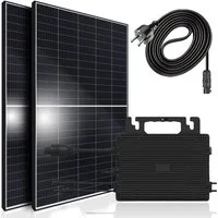 SUNNIVA Balkonkraftwerk 900W/800W komplett Steckdose -, (Astro Energy 800W Wechselrichter - PV Solaranlage Komplettset - 2x 450W Solarmodule - inkl. 5m Kabel - Bluetooth WIFI)