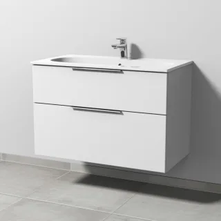 Sanipa 3way Waschtischunterbau zu Geberit Acanto Slim Waschtisch mit 2 Auszügen, Weiß-Soft UM41243
