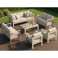 MeXo Gartenlounge-Set XXL Gartenmöbel Set Aluminium Outdoor, (Set, 6-tlg., 1×3-Sitzer Sofa, 2×2-Sitzer Sofa, 2×Sessel, 1×Tisch, 18×Auflagen), wetterfest Loungeset für 8-10 Personen, Flexible Kombination